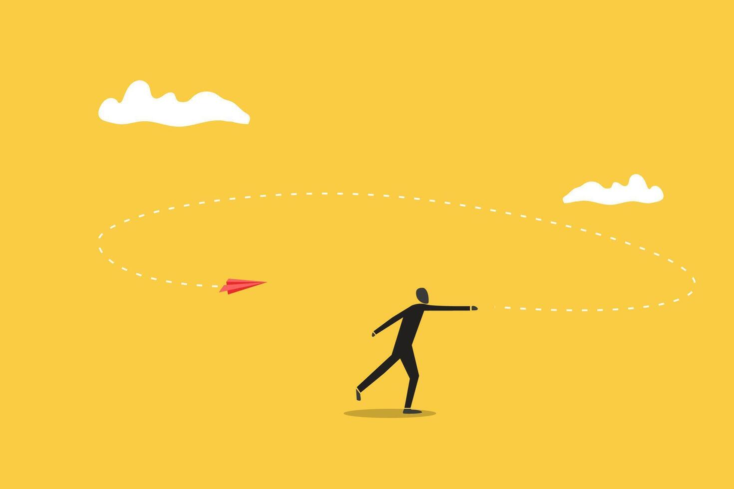 Businessman throwing paper airplane origami. concept of Start new business, startup, entrepreneurship, creativity, inspiration and success vector