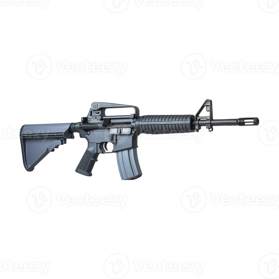 Firearm replica presents a military style modern assault equipment weapon on transparent background png
