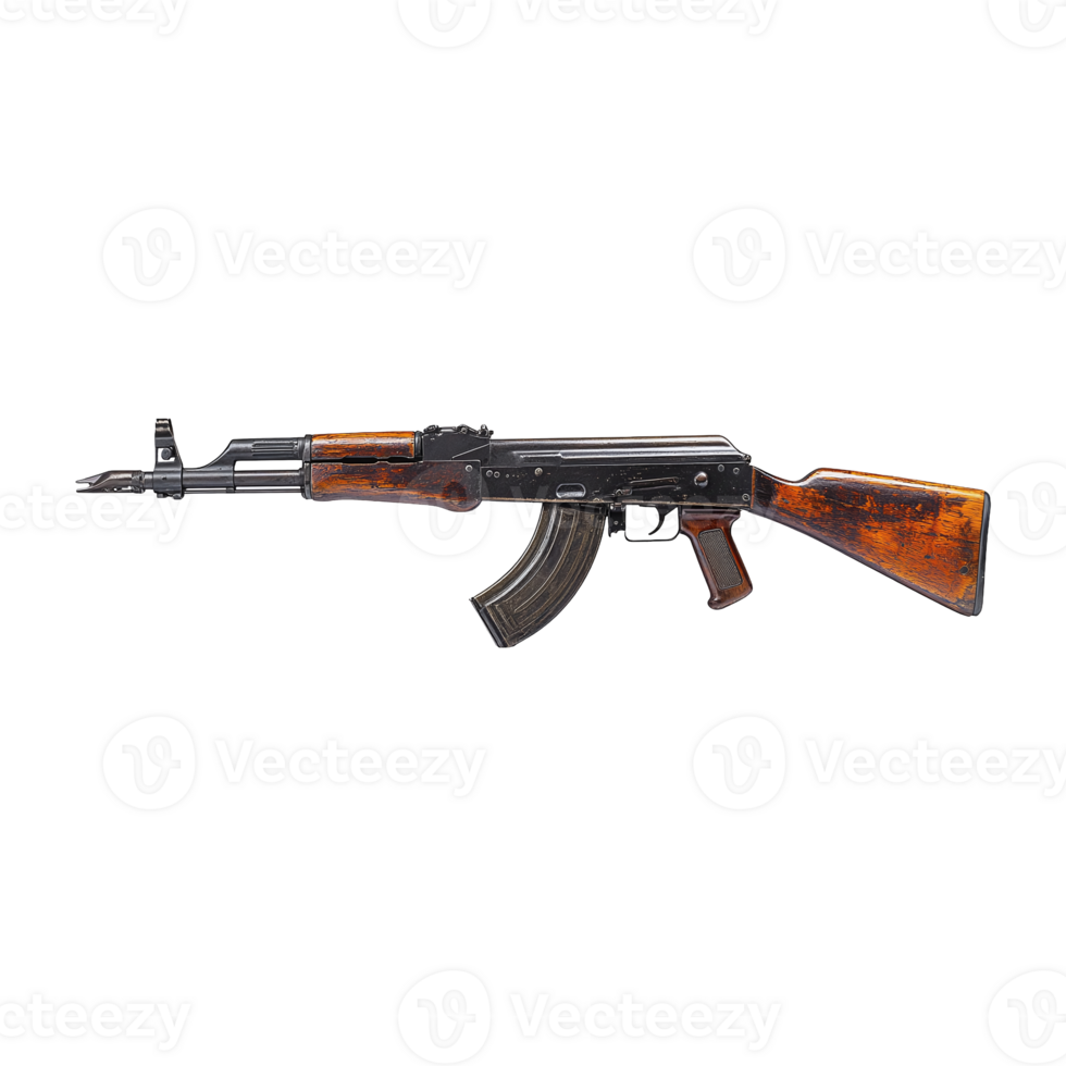 Semiautomatic assault rifle in side view isolated on transparent background is shown png