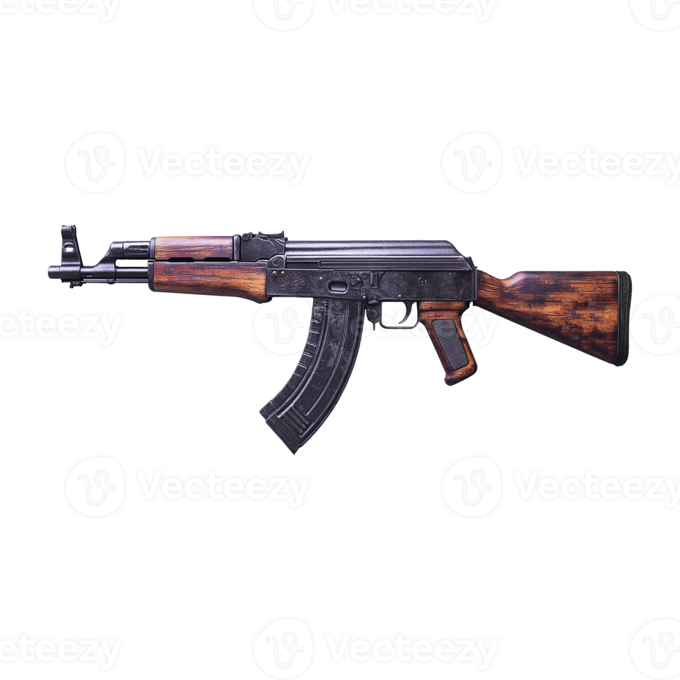 Metallic firearm showcases detailed texture and design against transparent background png