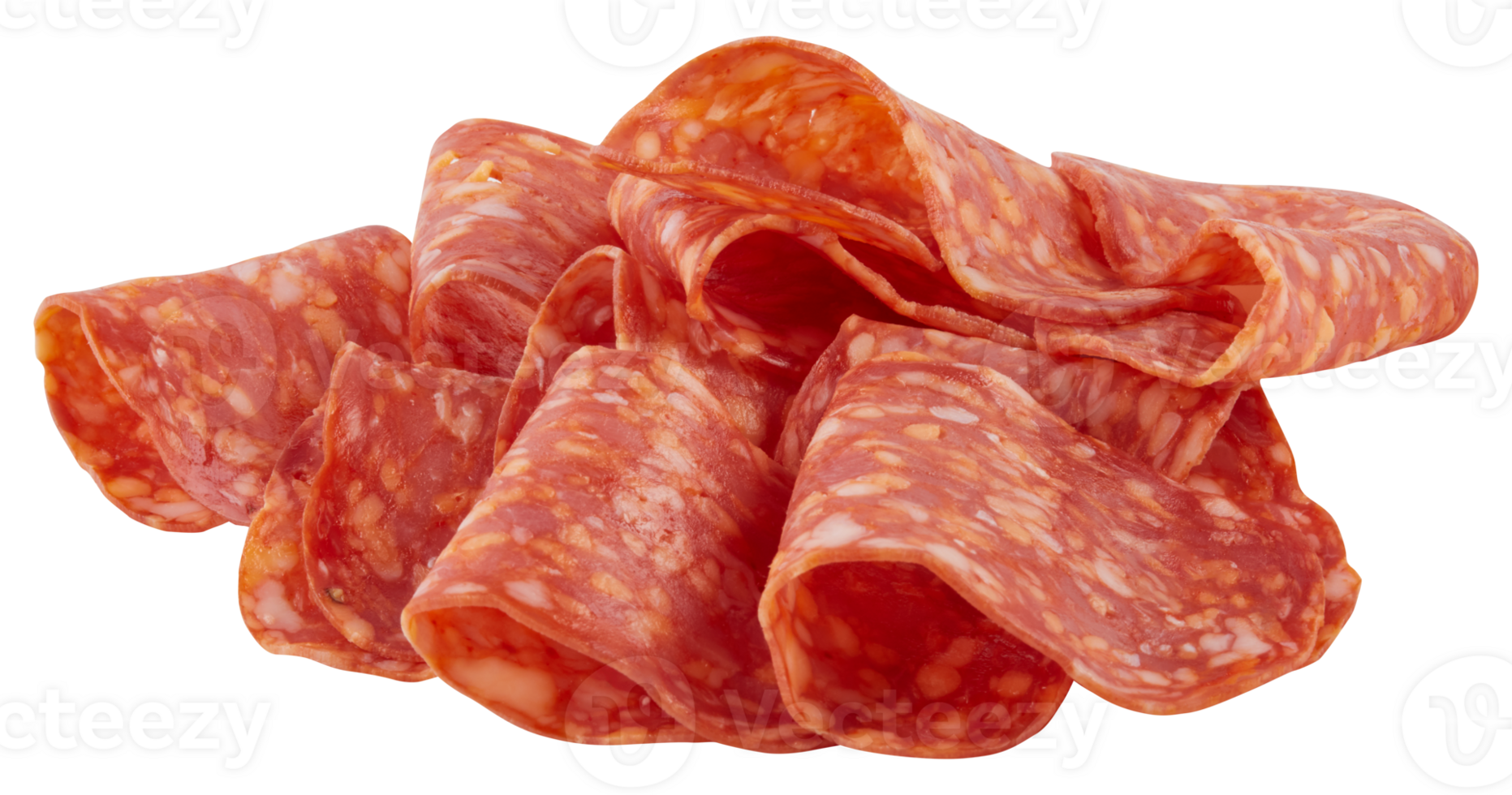 Sliced Mortadella salami cut out isolated transparent background png