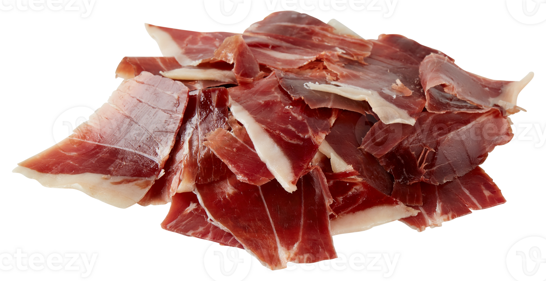 Smoked Bacon, dried and preserved cut out isolated transparent background png