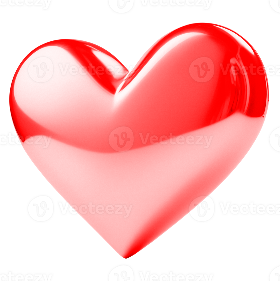 A shiny, red, three dimensional heart. png
