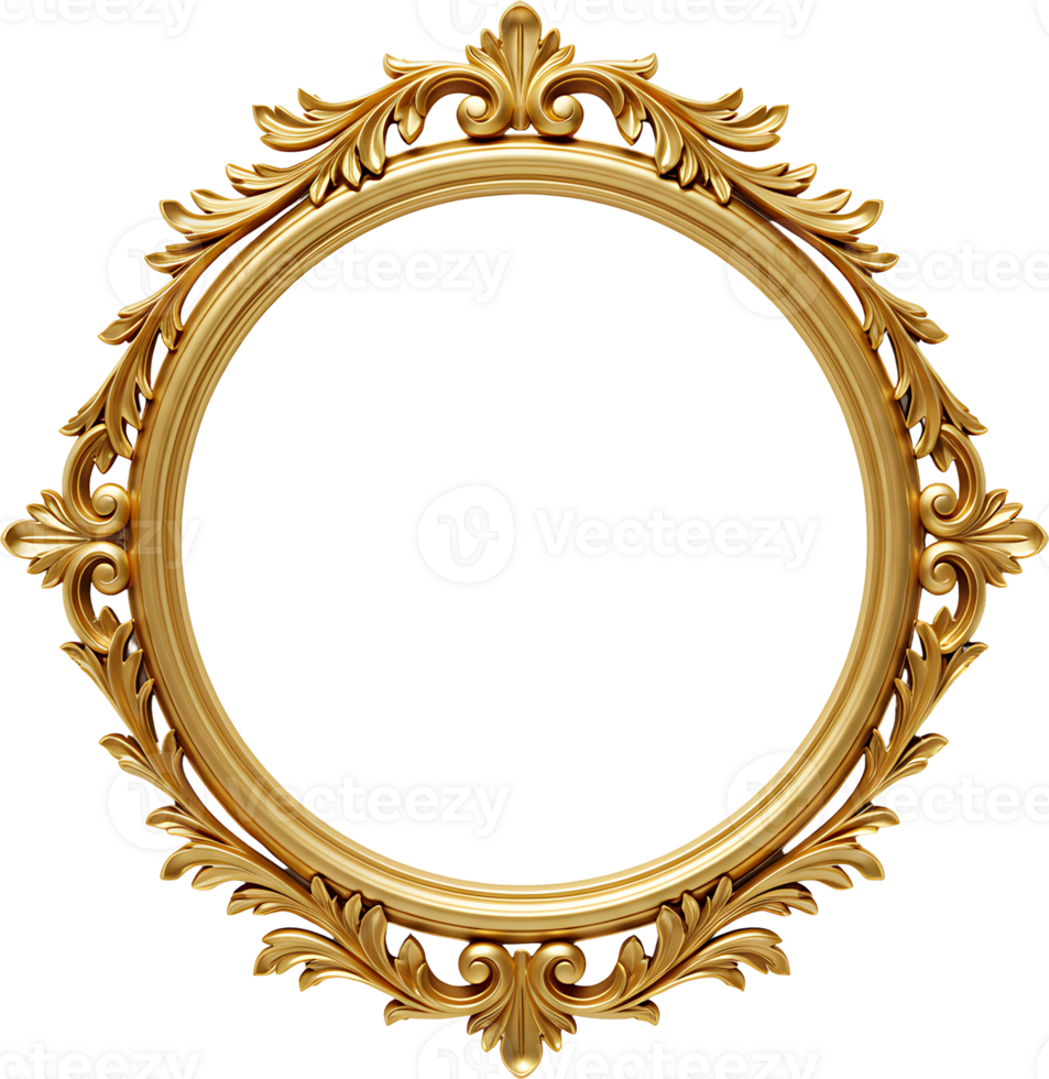 golden frame with ornate design on transparent background png