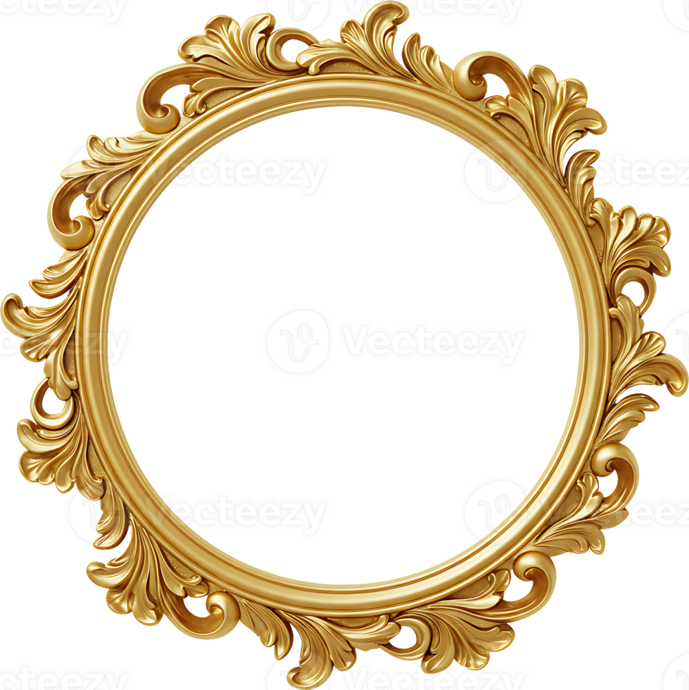 gold frame with ornate design on transparent background png