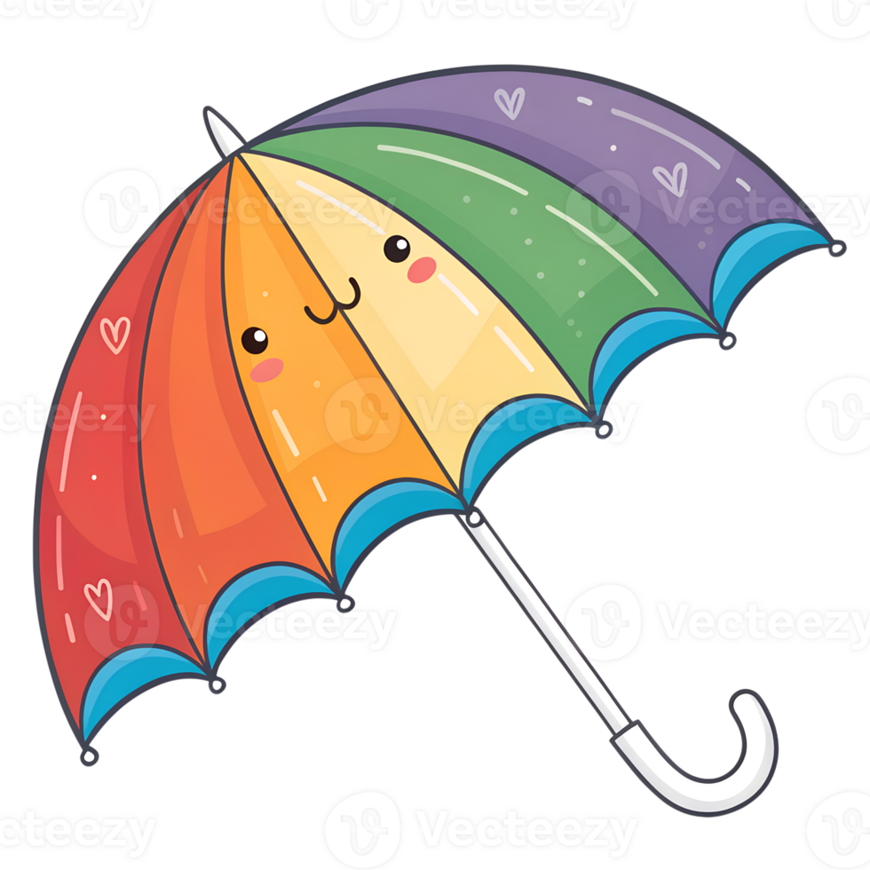rainbow umbrella cartoon clipart png