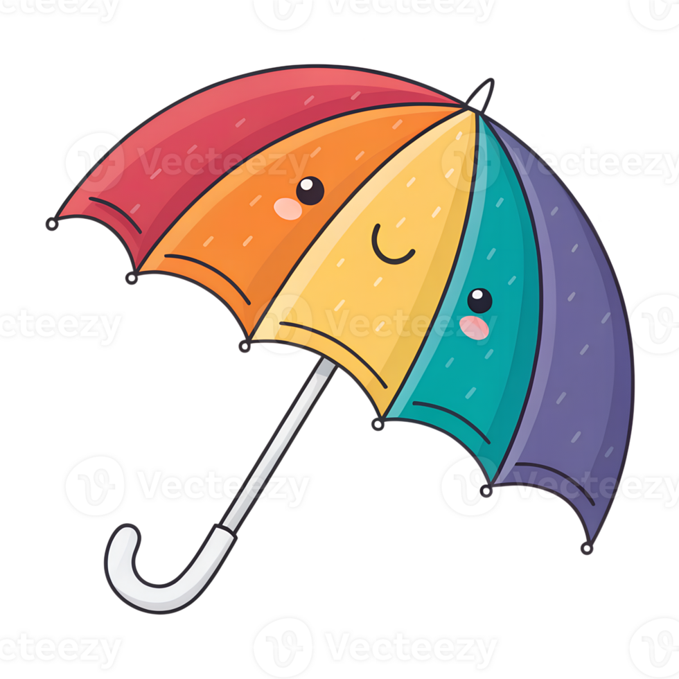 rainbow umbrella cartoon clipart. png