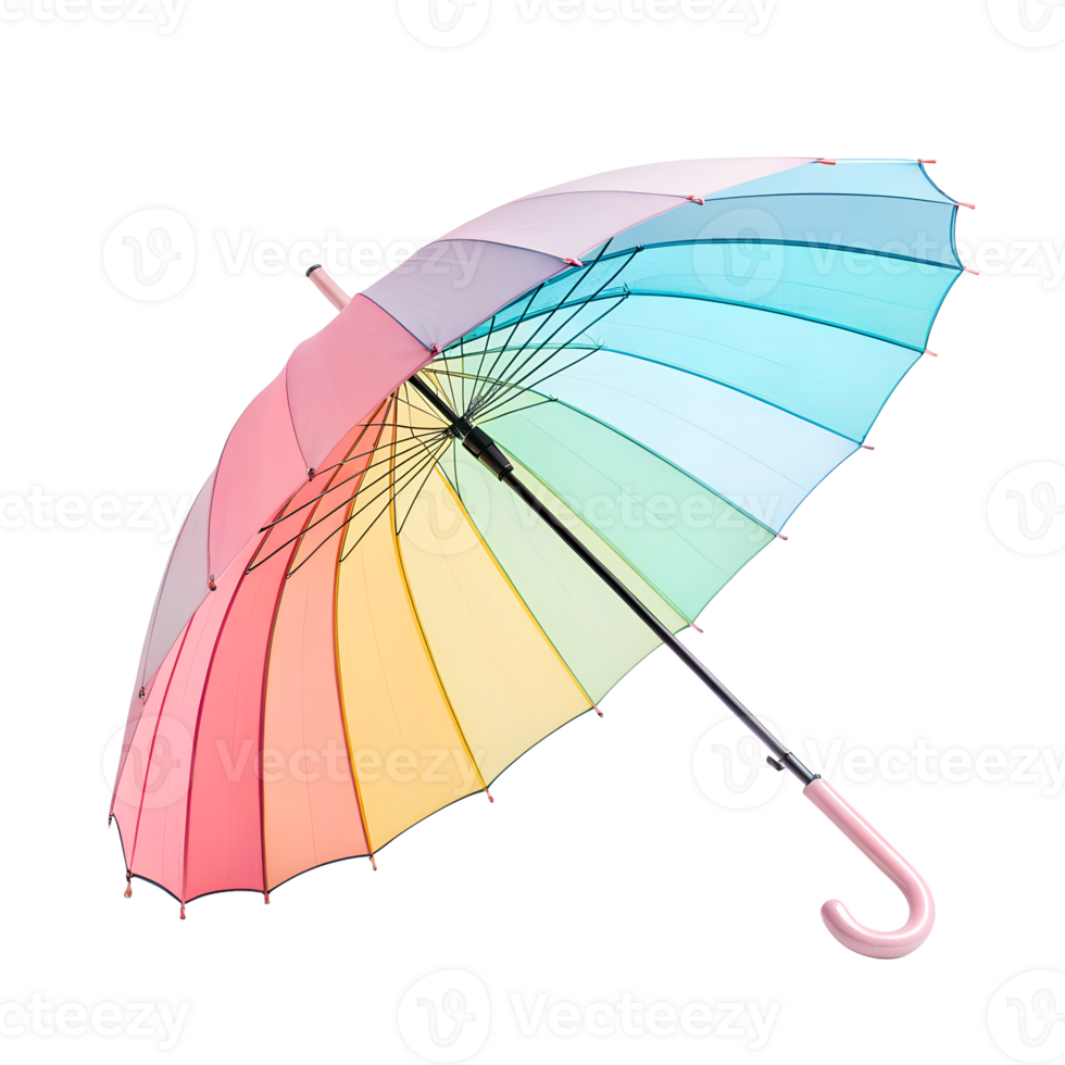an open umbrella with a rainbow colored handle png