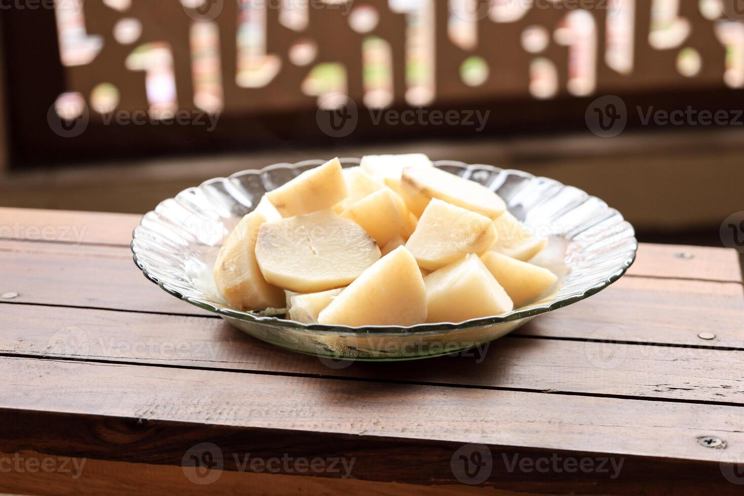Uwi Kukus, Steamed Dioscorea alata or Greater Yam. photo