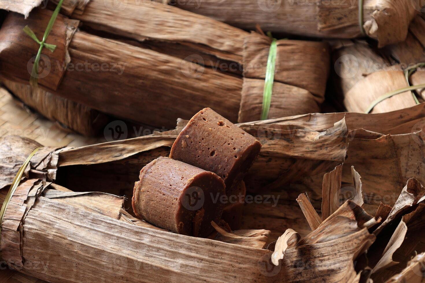 Natural Traditional made Palm Sugar Block, Gula Aren Bawean from Eas Java, Indonesia photo