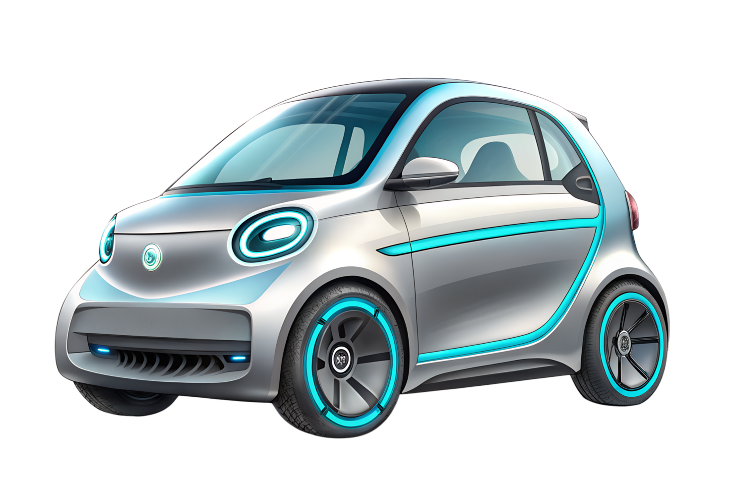 Compact Eco Car Illustration with Sleek Futuristic Design png