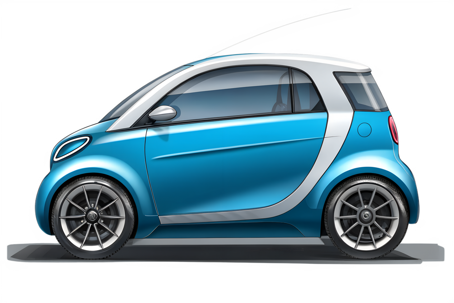 Blue Compact EV Car with Futuristic Rounded Design png