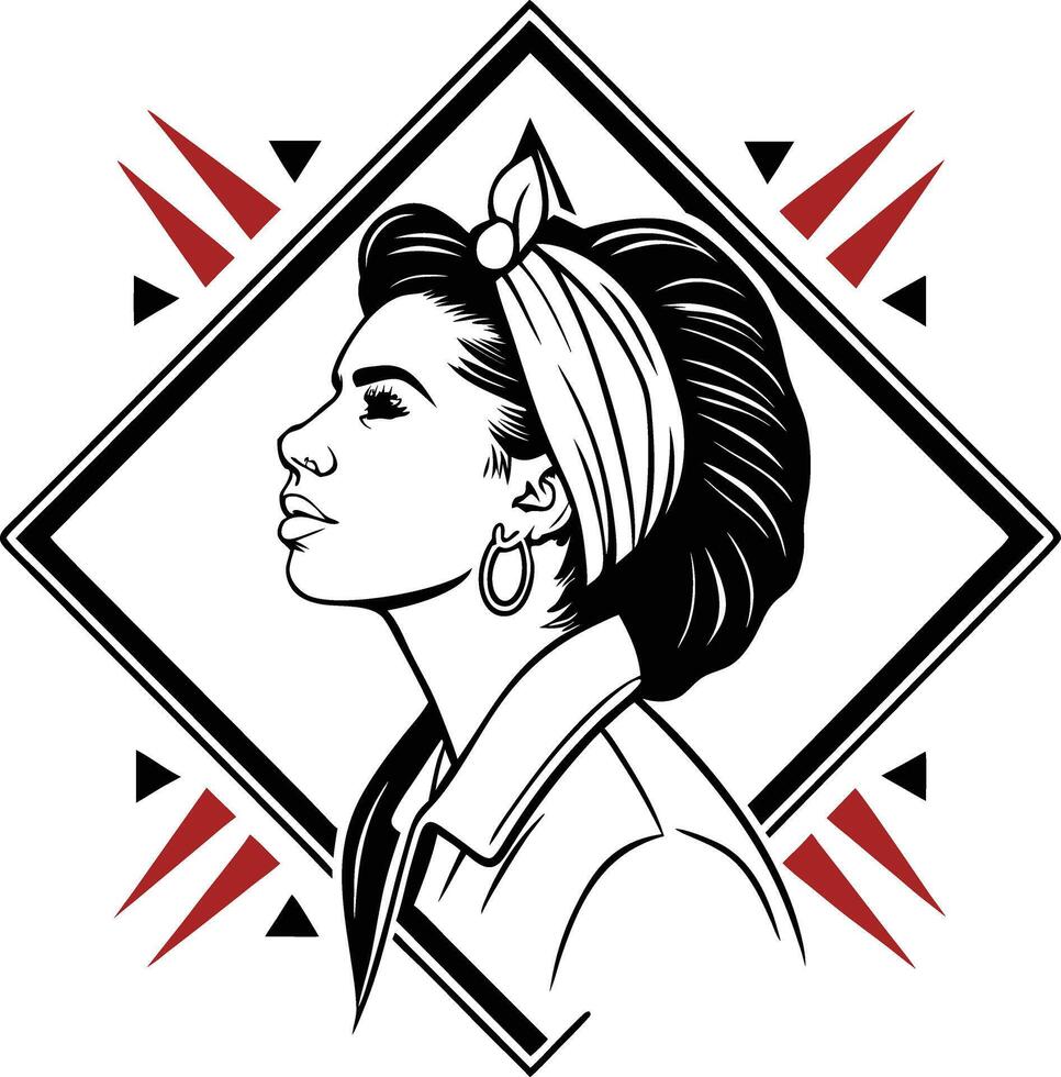 Rosie the Riveter Profile in Retro Style vector