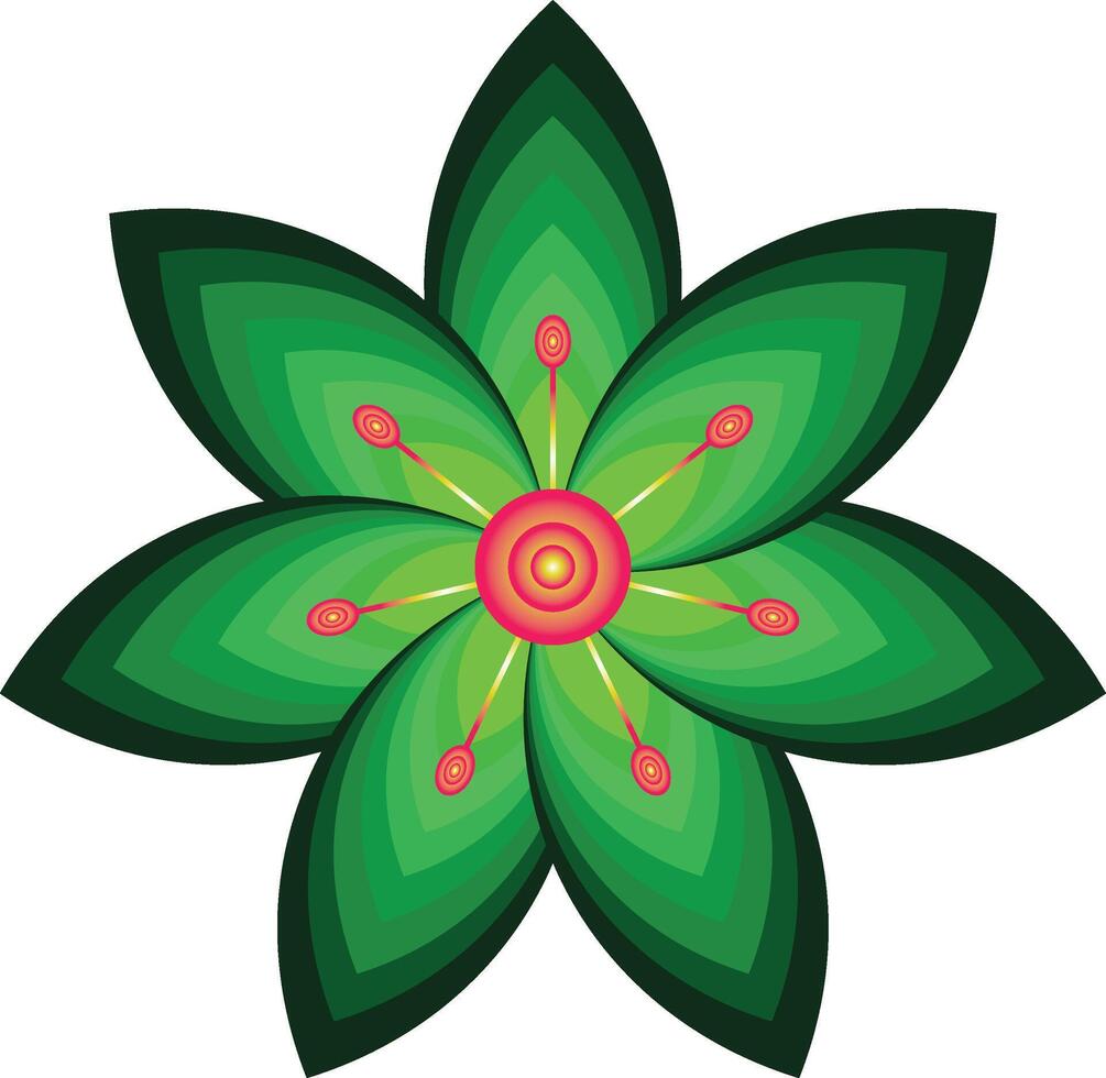 Stylized Green Flower with Layered Petals vector