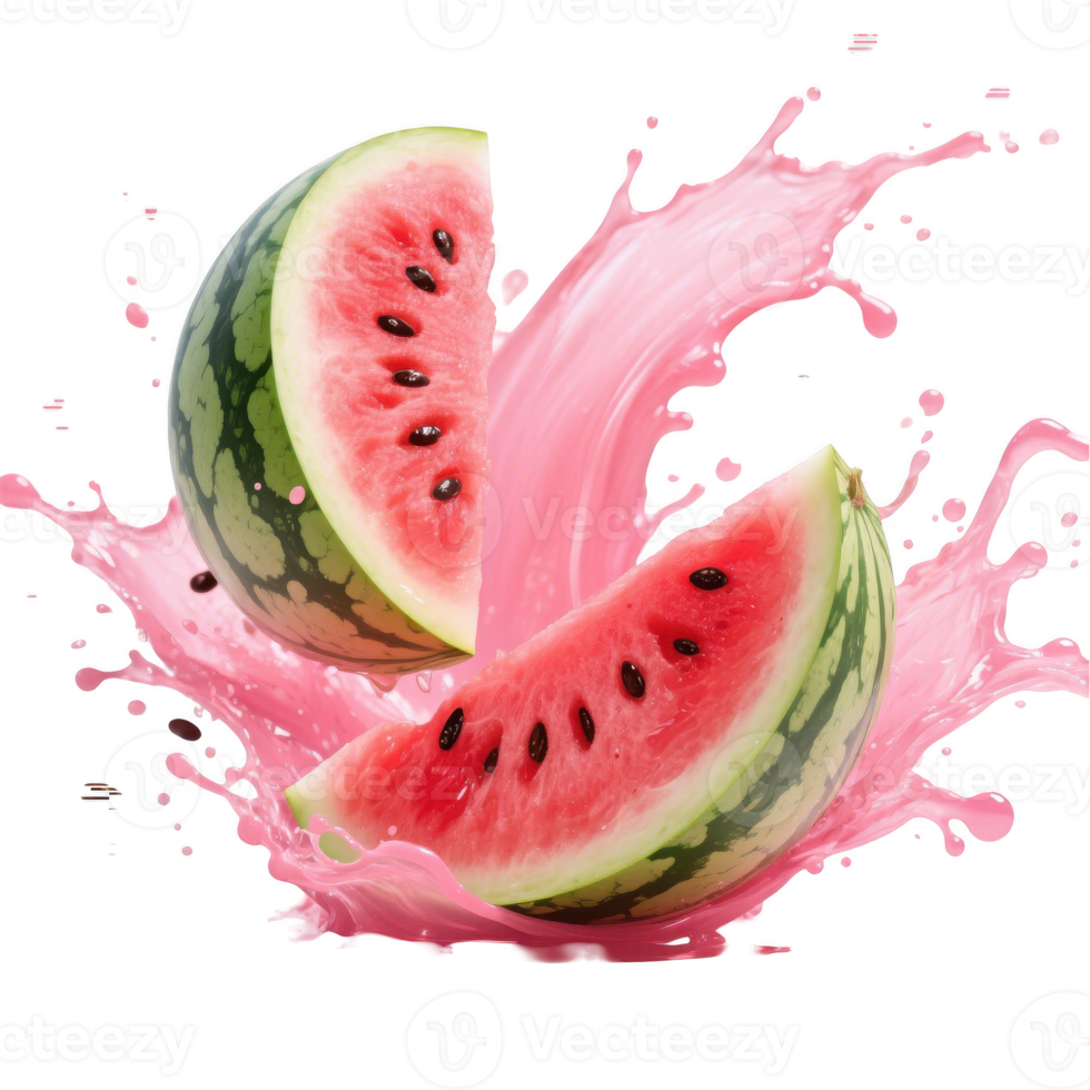 Watermelon slice with pink splash png