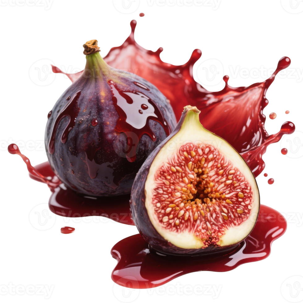 Figs with red liquid splashing on them png