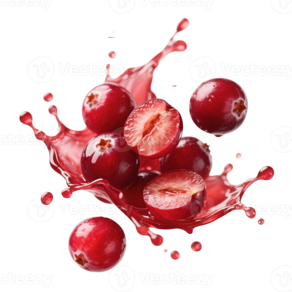 Cranberries are being splashed with liquid png