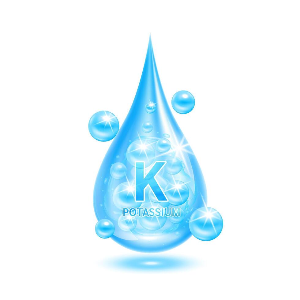 Minerals potassium water drop blue. Scientific medical health care concept. Isolated on white background. vector