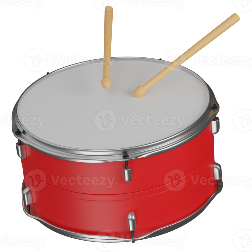 3d render Red Drum with Drumsticks icon png