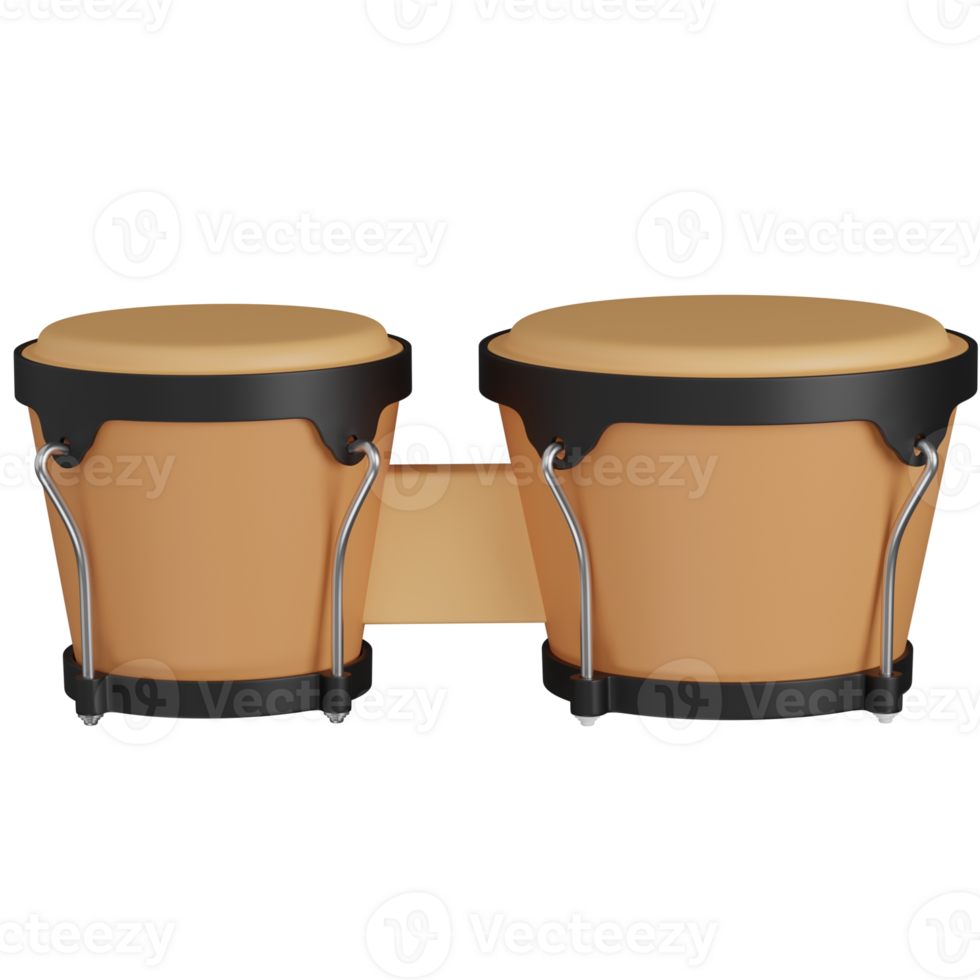 3D Render of a Bongo Drum Set icon png