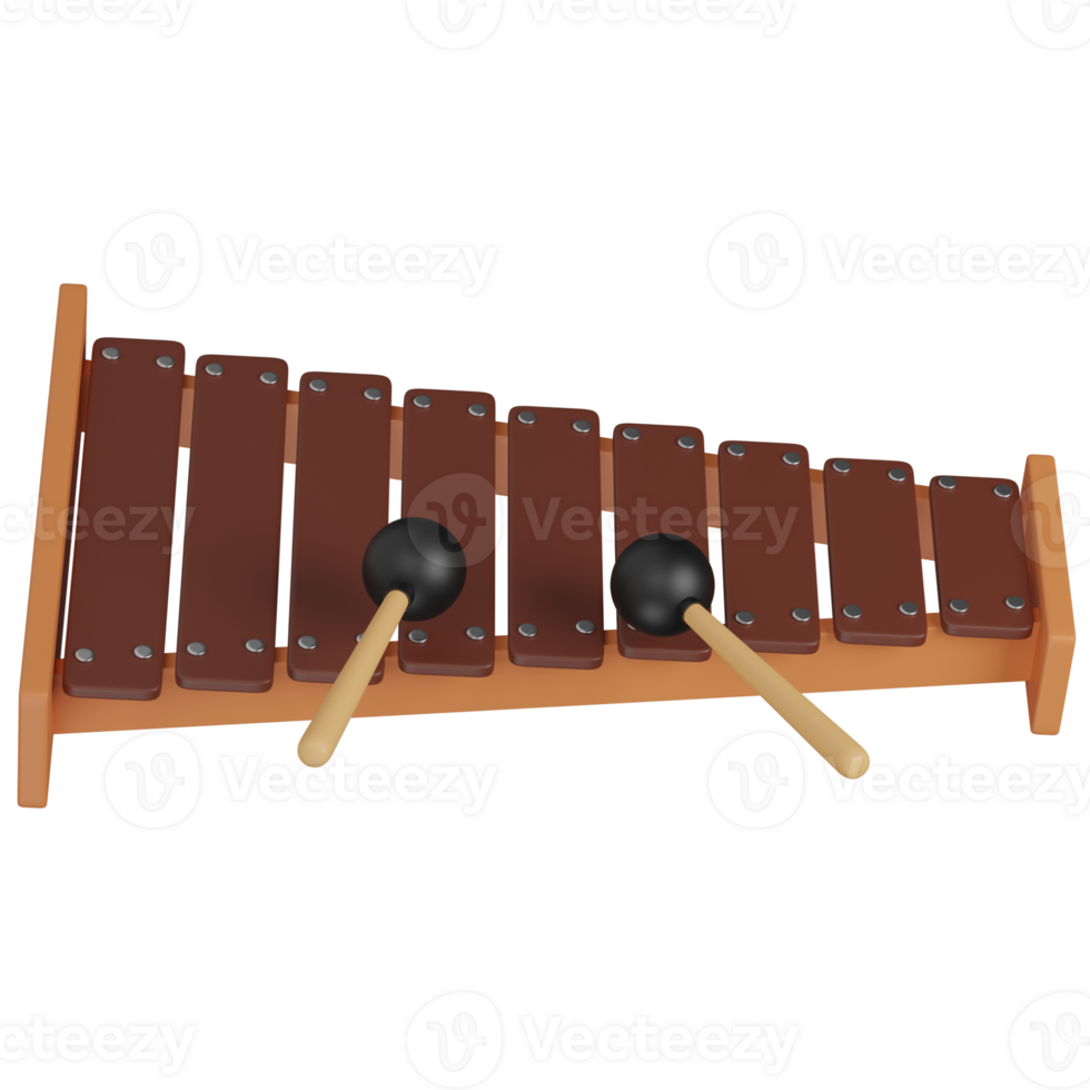 3D rendering of a xylophone icon png