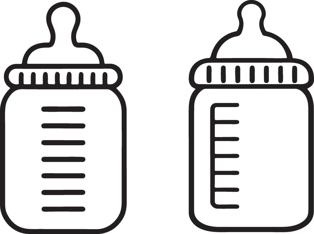 Two baby bottles outline icon illustration vector