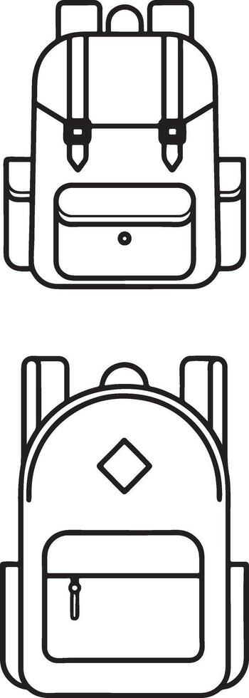 Two outline backpack designs for travel and school vector