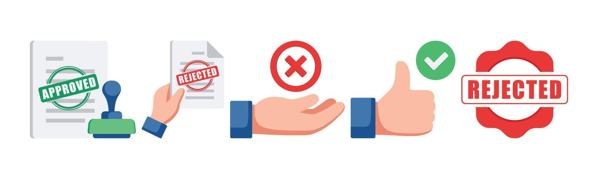 Illustrative image showing the concept of approval and rejection, good for use in business documents, websites, or presentations that deal with project acceptance, feedback or decision-making. vector