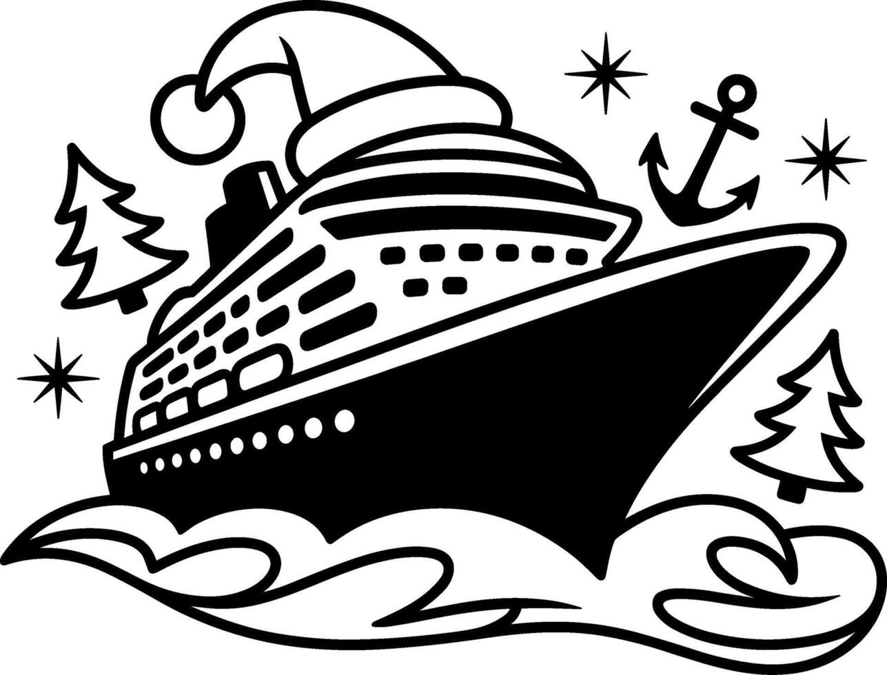 Cruise Ship Silhouette for Holiday Travel vector