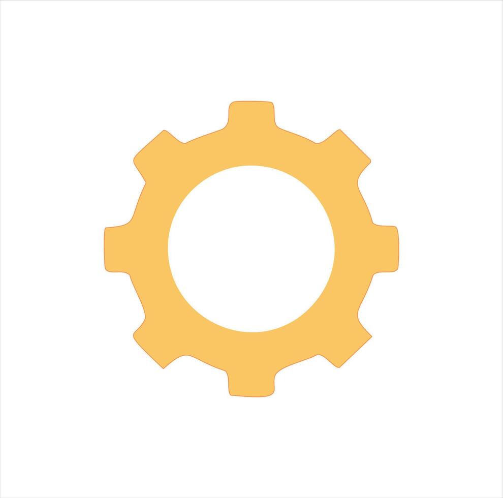 Simple yellow gear icon cogwheel machine part vector