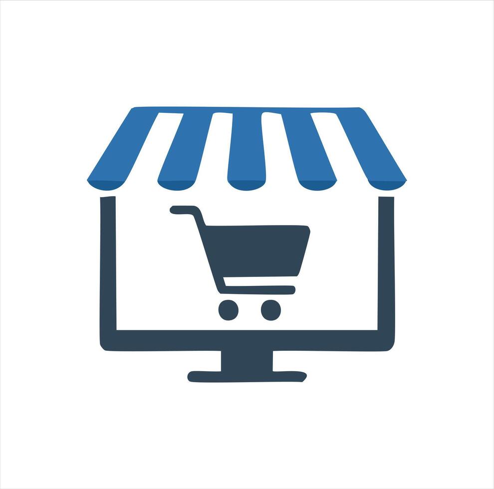 Online store shopping cart e commerce icon vector