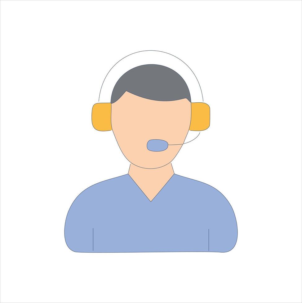 Customer service representative headset support icon vector