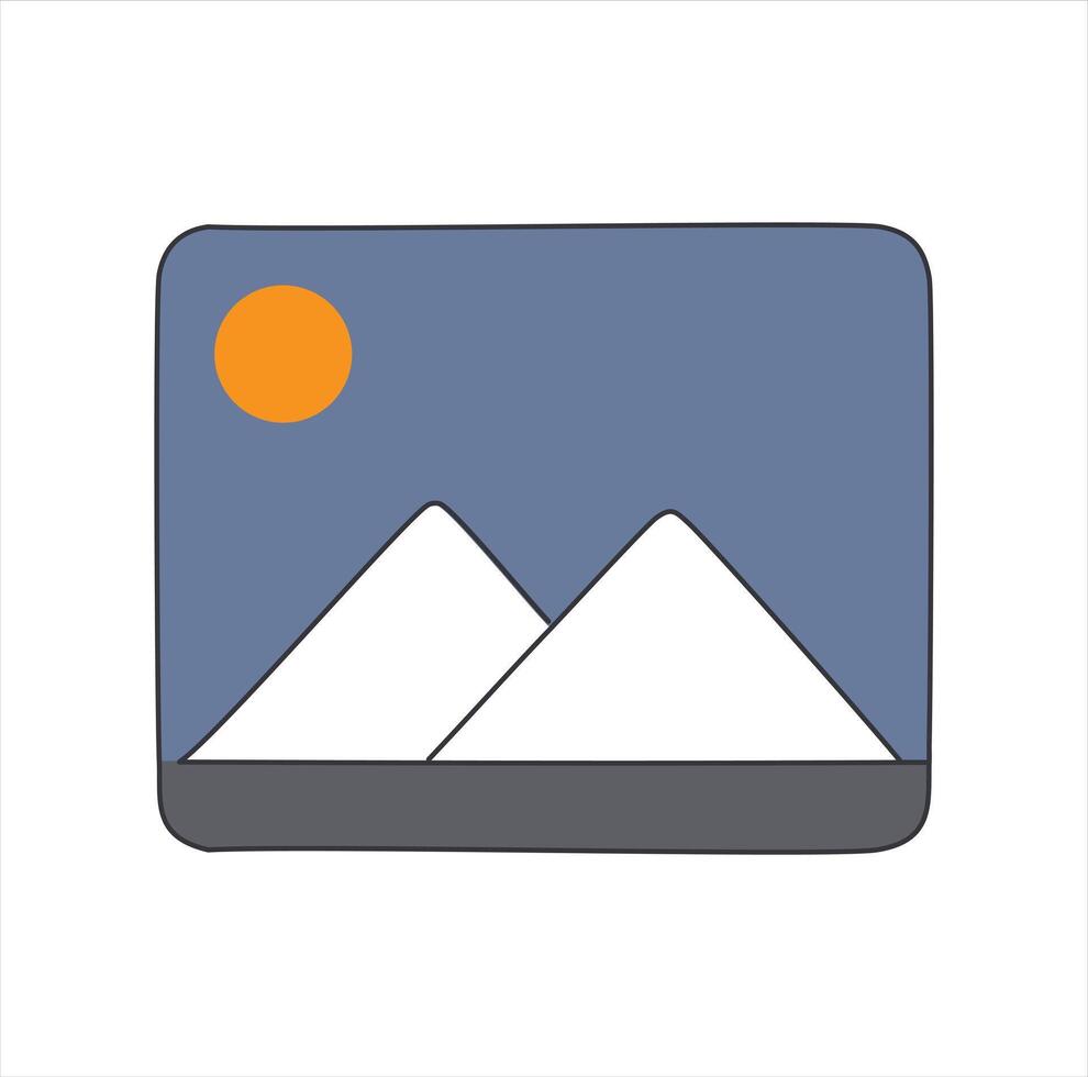 Simple mountain landscape image placeholder icon vector