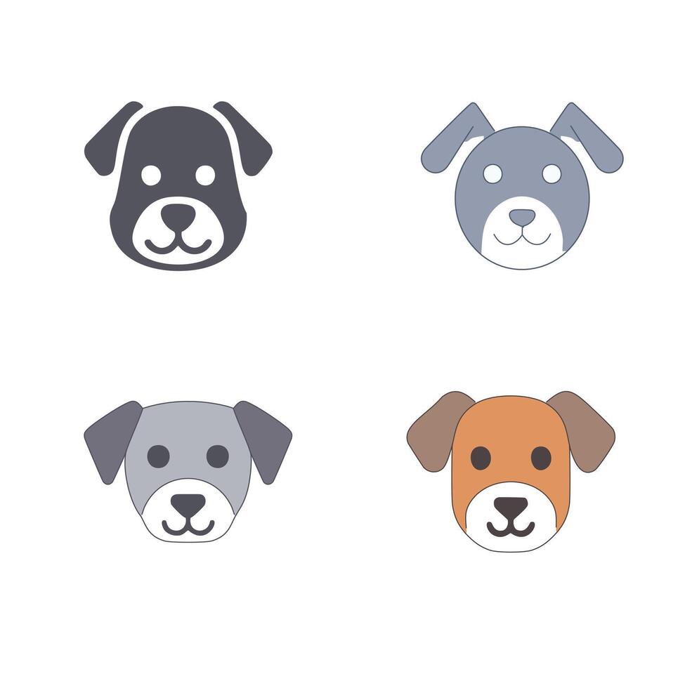 Adorable dog breed icons set flat design vector