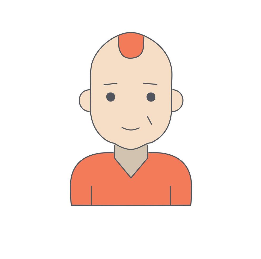 Bald man cartoon character simple design avatar vector