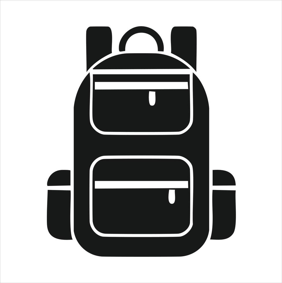 Black silhouette backpack icon travel bag design vector