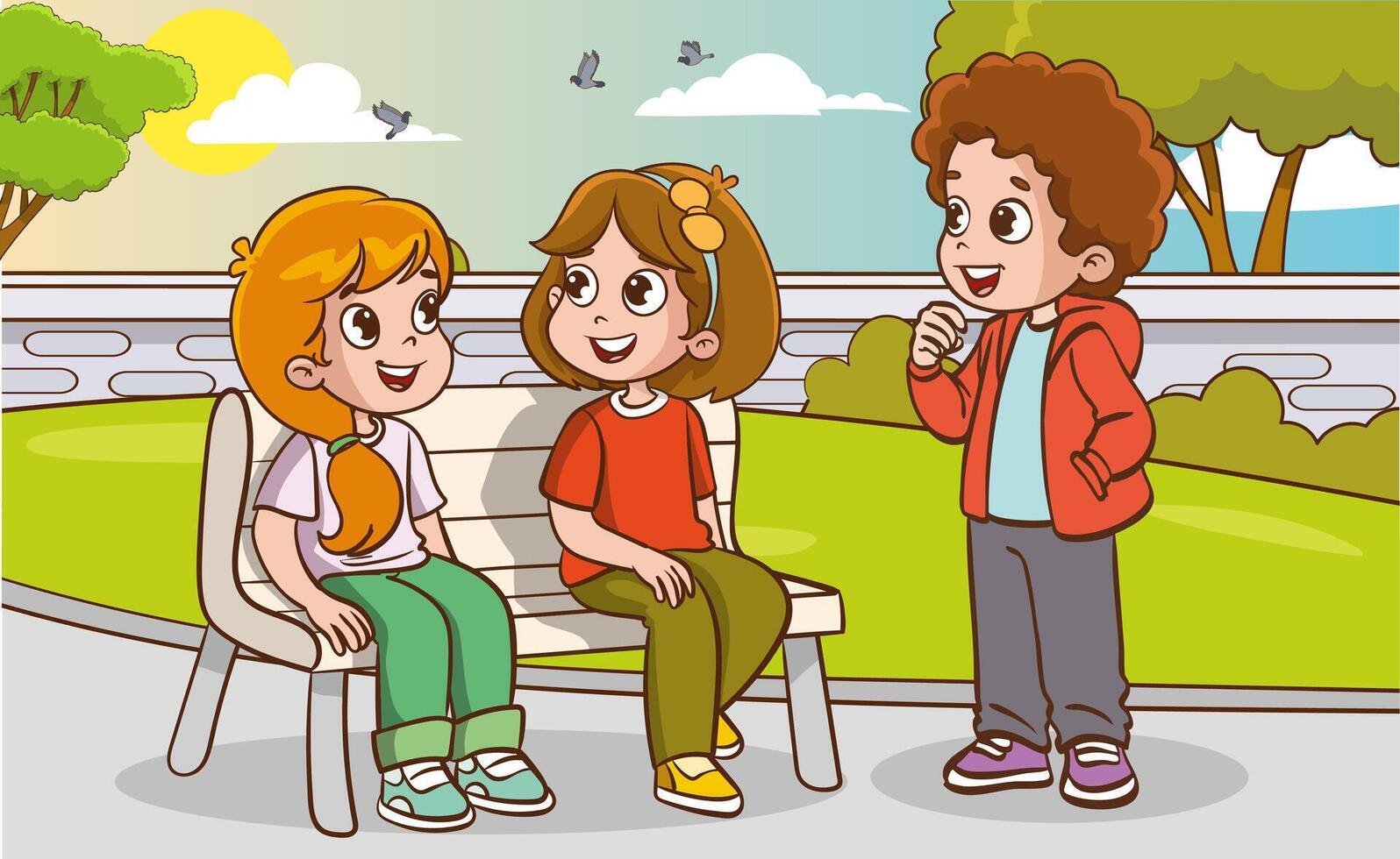 illustration of children chatting vector