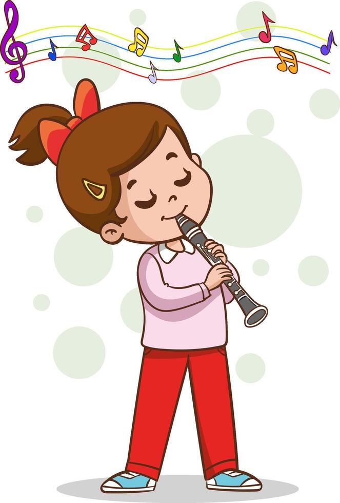 drawing of children playing clarinet vector