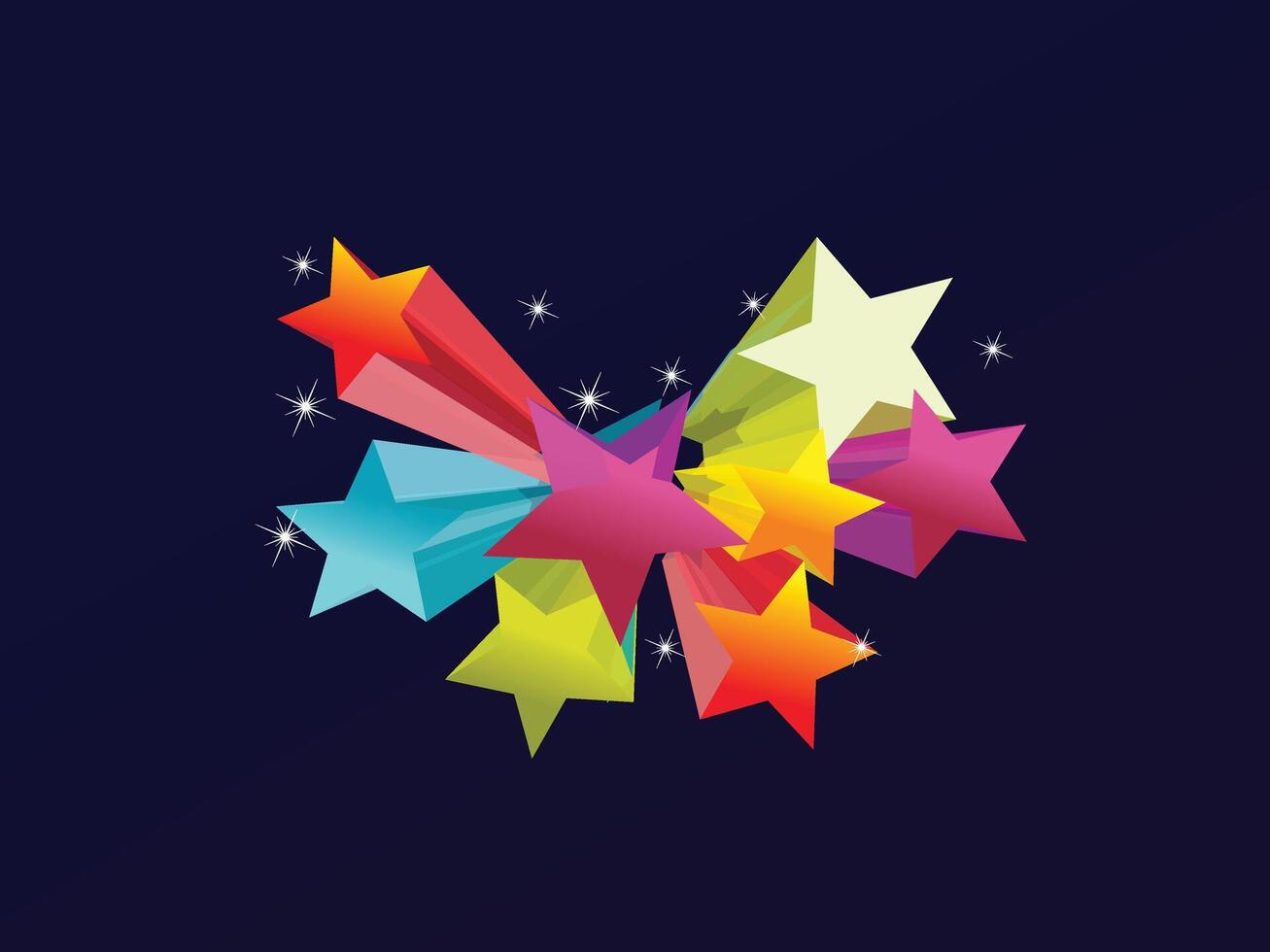 Multicolored Disco Stars Warm Rays Big Bang Stars - Blast Banner Colourful exploding Star vector