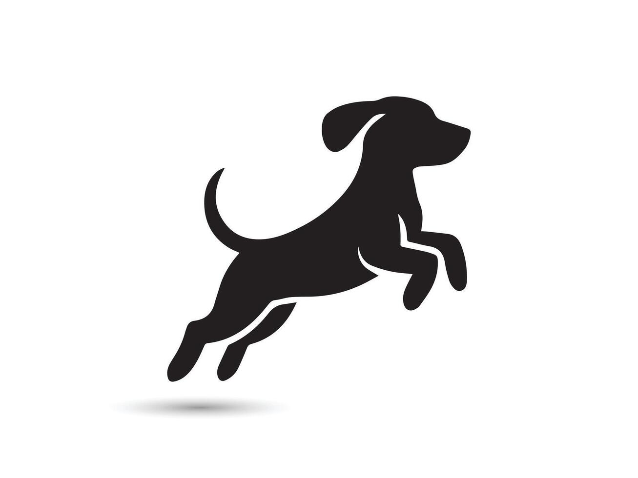 Cute Baby Dog jumping running silhouette graphic of a black and white background vector