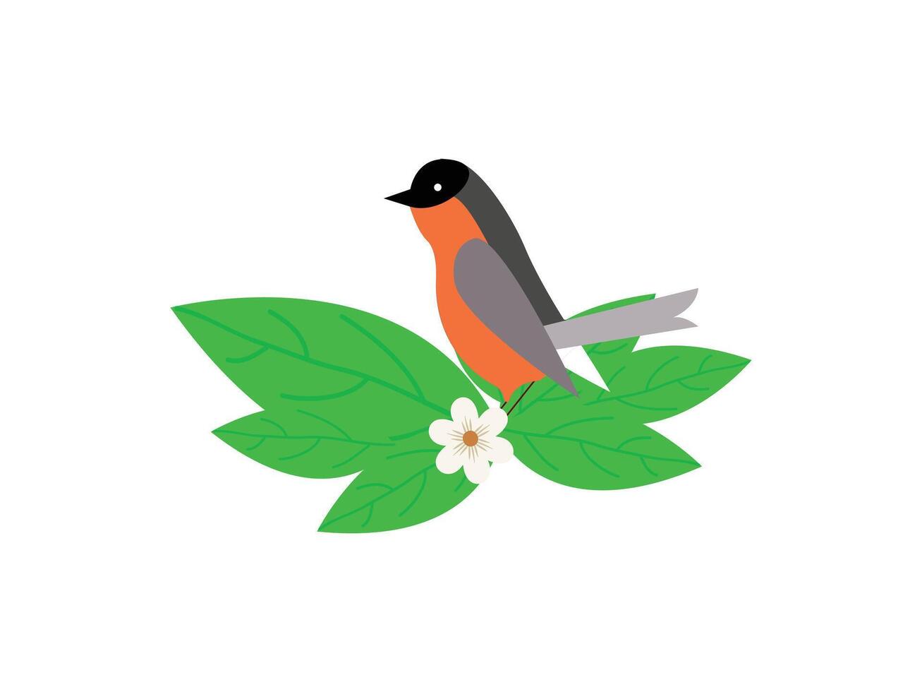 Birds on a branch Beautiful birds. Coloring pictures with bird blooming tree branch, flowers vector