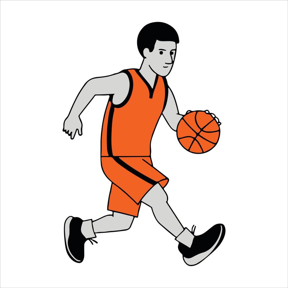 Dynamic Cartoon Athlete Playing Basketball vector