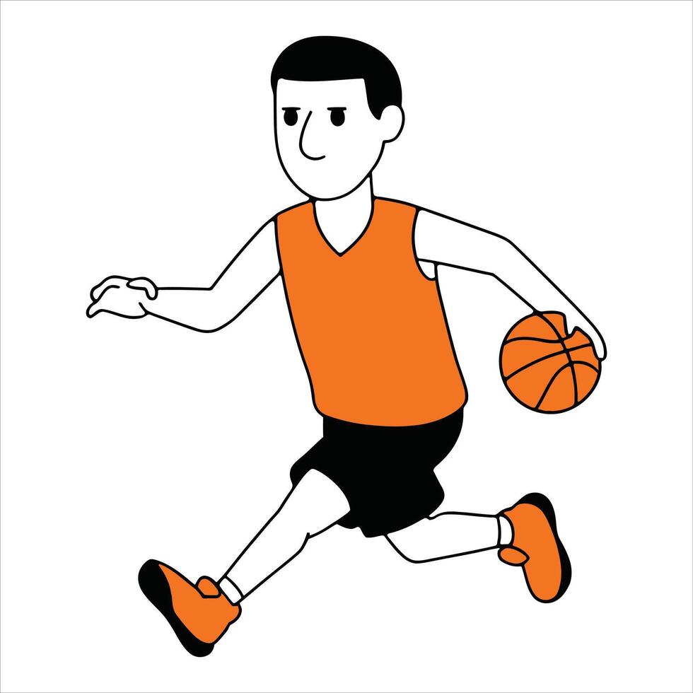 Cartoon Illustration of a Basketball Player in Action vector