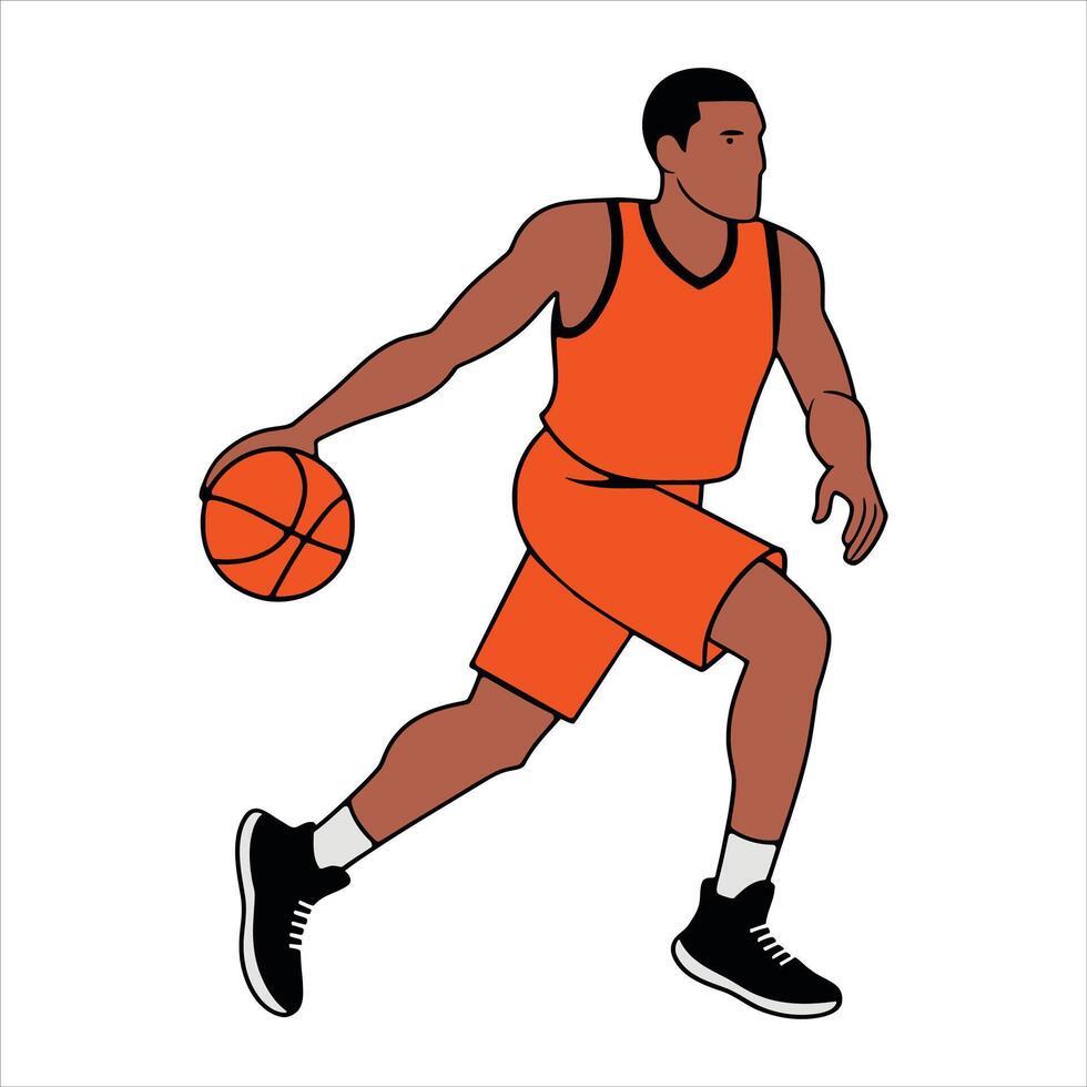 Basketball Game Moment Captured in Cartoon Art vector