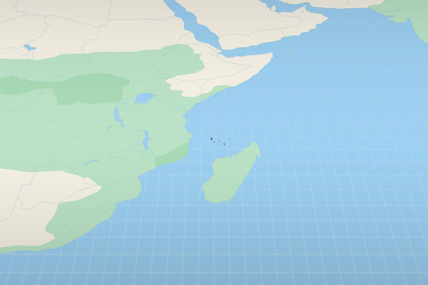 Comoros highlighted on a detailed map, geographic location of Comoros. vector