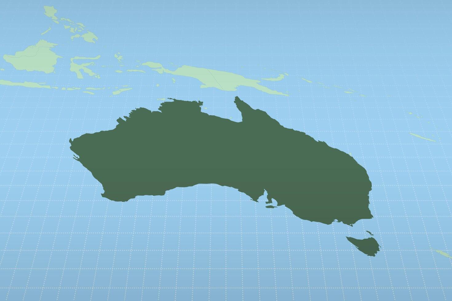 Australia highlighted on a detailed map, geographic location of Australia. vector