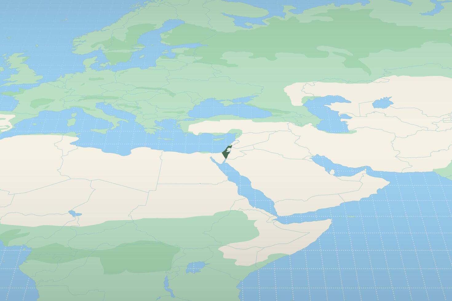 Israel highlighted on a detailed map, geographic location of Israel. vector