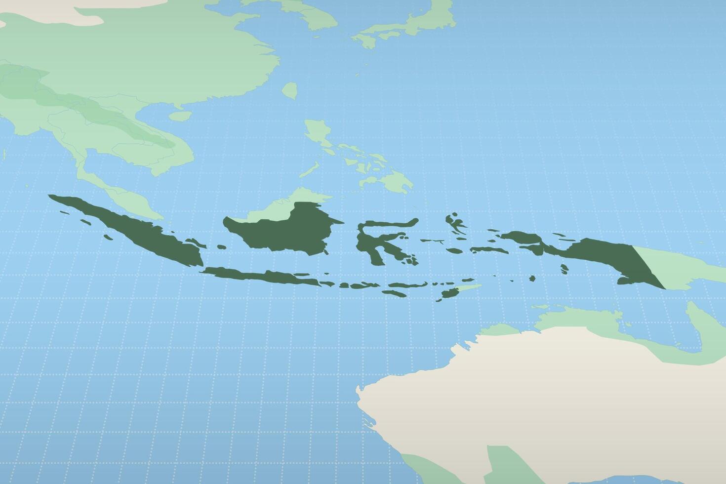 Indonesia highlighted on a detailed map, geographic location of Indonesia. vector