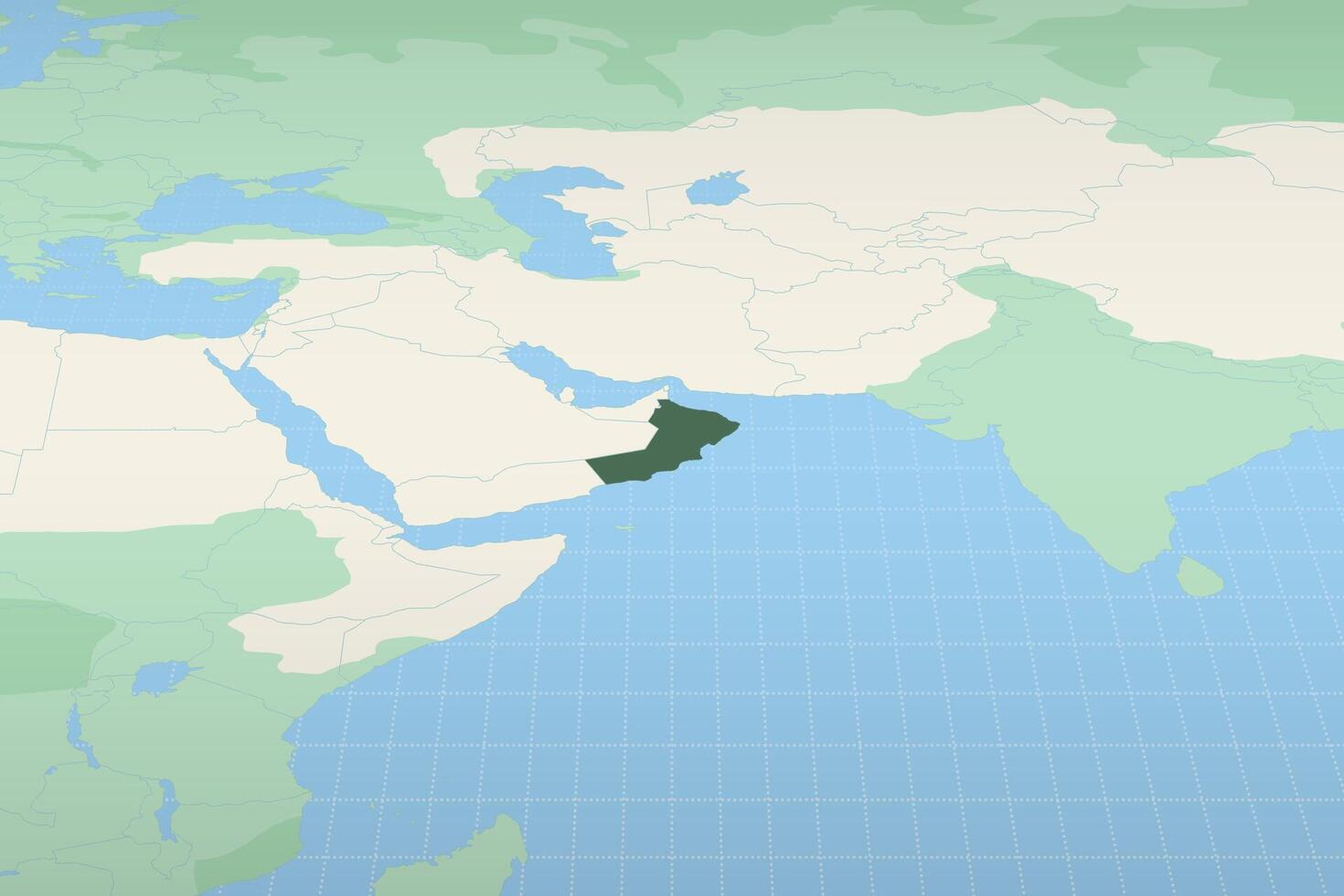Oman highlighted on a detailed map, geographic location of Oman. vector