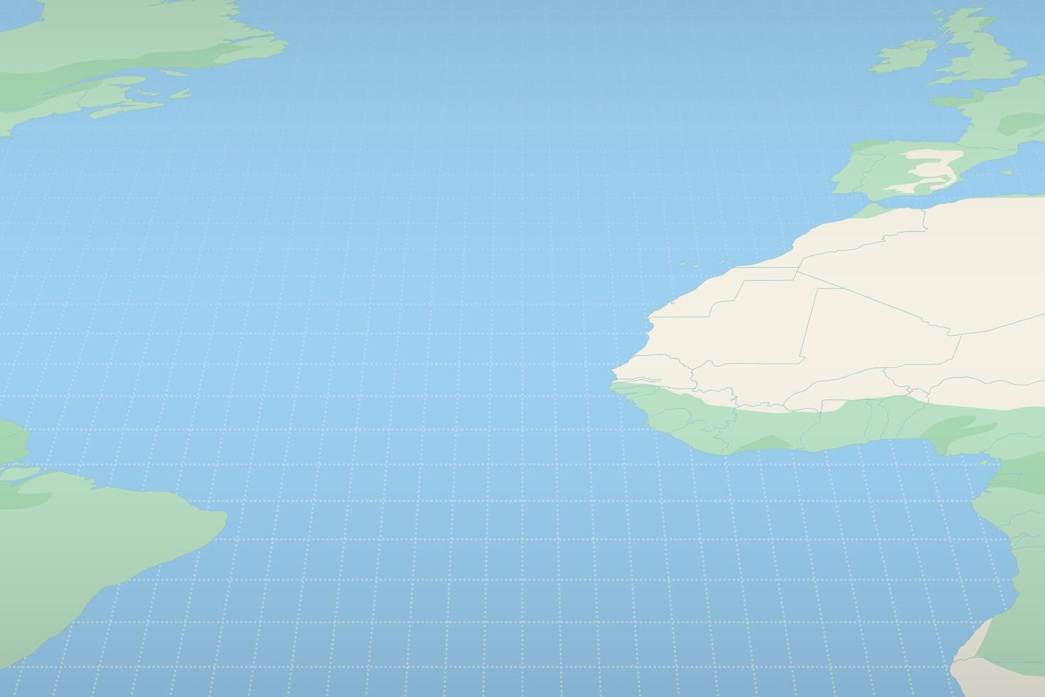 Cape Verde highlighted on a detailed map, geographic location of Cape Verde. vector